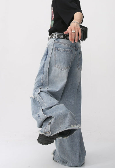 Wide Leg Distressed Denim